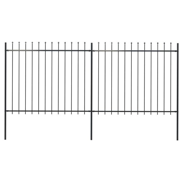 vidaXL Garden Fence with Spear Top Steel 359x150 cm Black