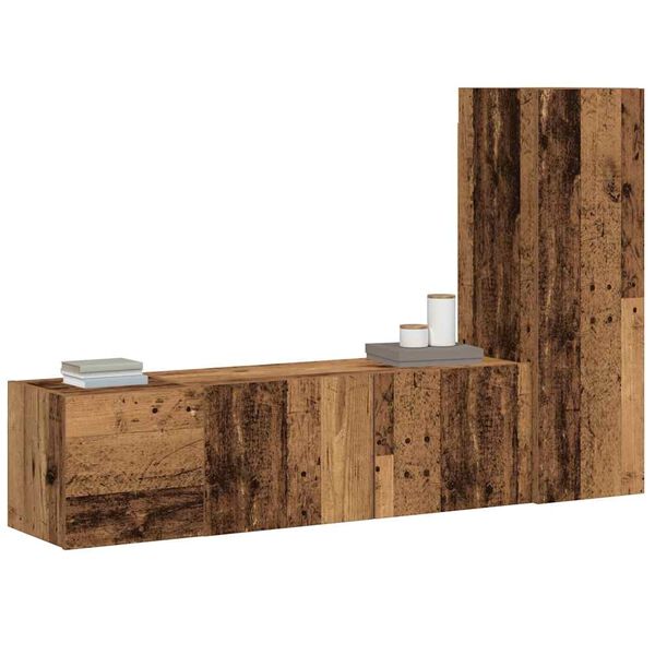 vidaXL Wall Mounted TV cabinets 3 pcs Old Wood Engineered Wood