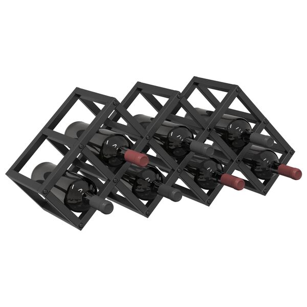 vidaXL Wine Rack Black Oak 63 x 16.5 x 25 cm Powder-Coated Steel