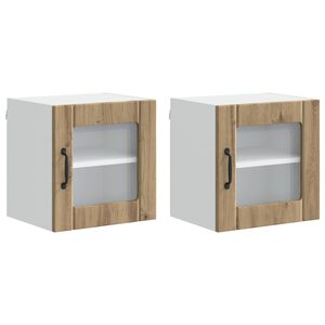 vidaXL Wall Glass Cabinet LUCCA 2 pcs Artisan Oak 40 x 31 x 40 cm