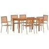 vidaXL Garden Dining Set 7 pcs Beige Solid Acacia Wood