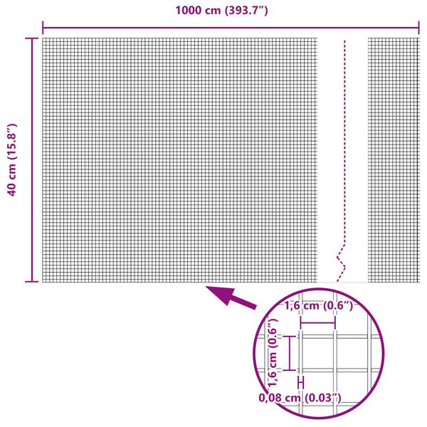 vidaXL Welded Wire Fence Green 0.4 x 10 m Steel