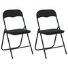 vidaXL Folding Chair 2 pcs Velvet Black 48 x 44 x 78 cm