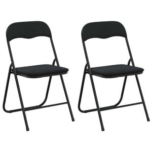 vidaXL Folding Chair 2 pcs Velvet Black 48 x 44 x 78 cm