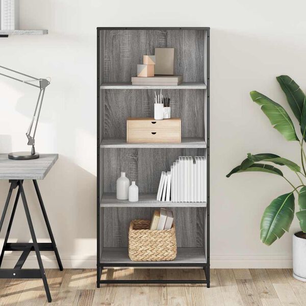 vidaXL Bookcase Grey Sonoma 60x35x139 cm Engineered Wood