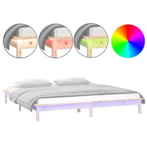 vidaXL LED Bed Frame without Mattress 140x200 cm Solid Wood