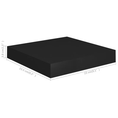 vidaXL Floating Wall Shelves 2 pcs Black 23x23.5x3.8 cm MDF
