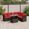 vidaXL 7 Piece Garden Sofa Set with Cushions Brown Poly Rattan Acacia