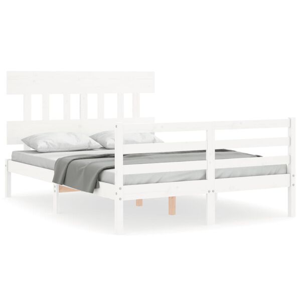 vidaXL Bed Frame without Mattress White Small Double Solid Wood
