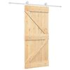 vidaXL Sliding Door 90 x 210 cm Solid Pine Wood Natural and White