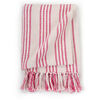 vidaXL Throw Cotton Stripes 220x250 cm Pink and White