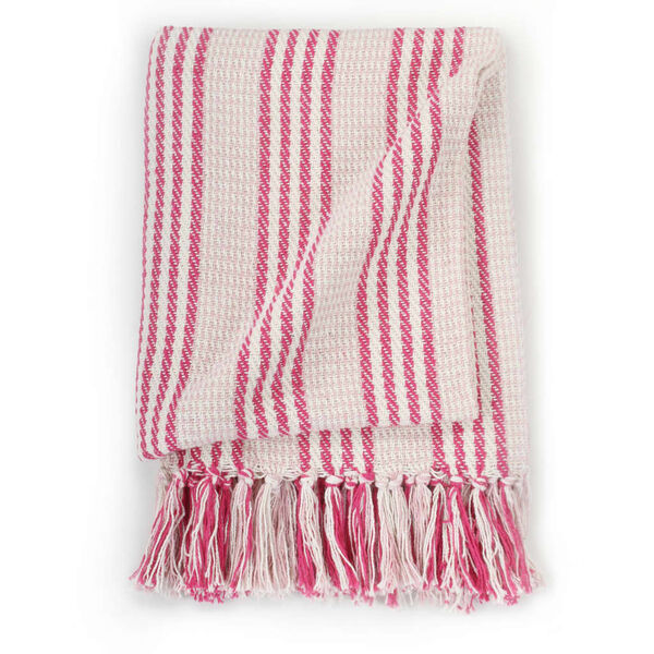vidaXL Throw Cotton Stripes 220x250 cm Pink and White