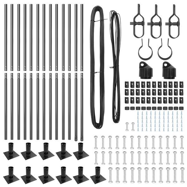 vidaXL Fence Posts Manual 13 pcs Grey Ø32mm 130 cm Galvanised steel