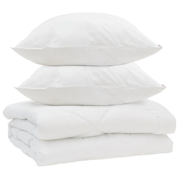vidaXL Duvet with Pillow 3 pcs White Microfibre