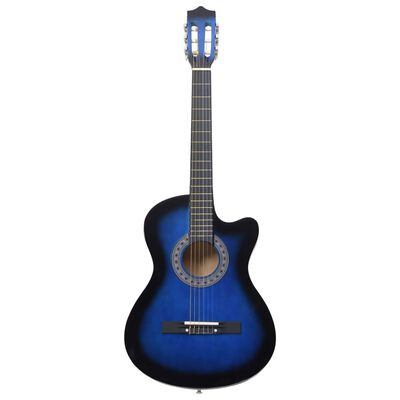 vidaXL 12 Piece Western Classical Guitar Set with 6 Strings Blue 38
