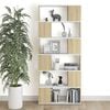 vidaXL Book Cabinet Room Divider White and Sonoma Oak 80x24x186 cm Engineered Wood