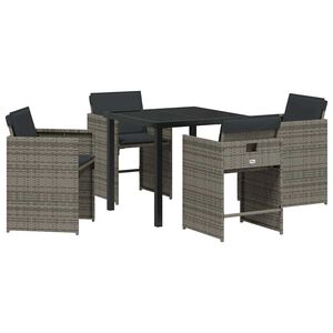 vidaXL Garden Dining Set 5 pcs Grey Poly Rattan