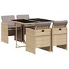 vidaXL 5 Piece Garden Dining Set with Cushions Mix Beige Poly Rattan
