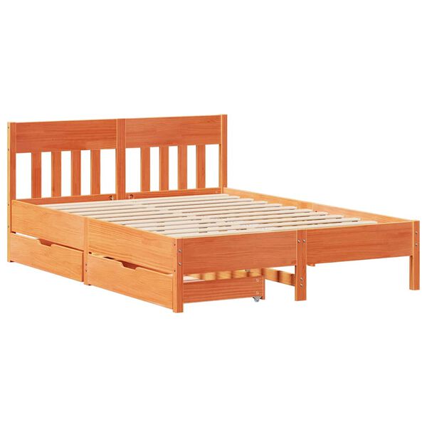 vidaXL Bed Frame without Mattress Wax Brown 140x200 cm Solid Wood Pine