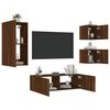 vidaXL 4 Piece TV Wall Cabinets with LED Lights Brown Oak