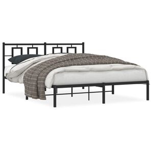 vidaXL Metal Bed Frame without Mattress with Headboard Black 150x200cm