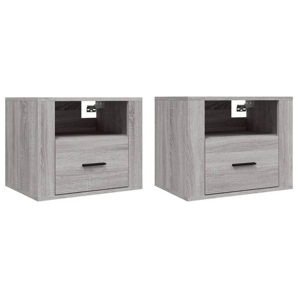 vidaXL Wall-mounted Bedside Cabinets 2 pcs Grey Sonoma 50x36x40 cm