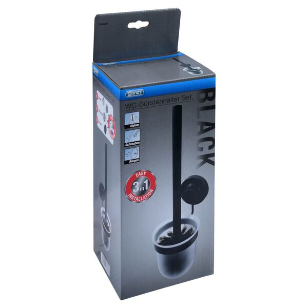 CORNAT Toilet Brush and Holder Set 3in1 Black