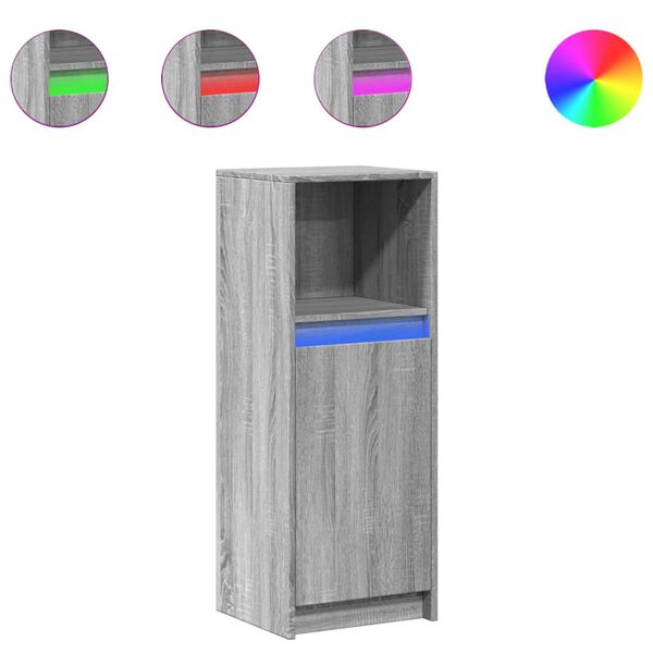 vidaXL Sideboard with LED Grey Sonoma 38x34x100 cm Engineered Wood