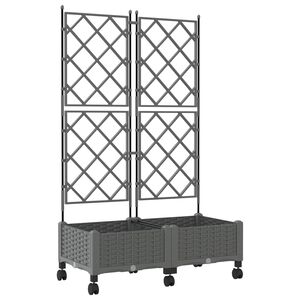 vidaXL Garden Planter with Trellis&Wheels 2 pcs Light Grey PP