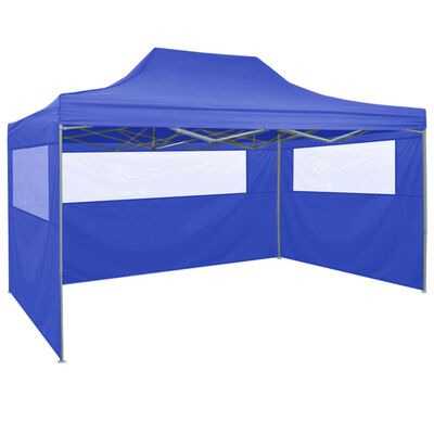 vidaXL Professional Folding Party Tent with 4 Sidewalls 3x4 m Steel Blue
