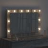vidaXL Vanity Mirror with LED Strip Lights Grey Sonoma 80 x 55 x 18 cm