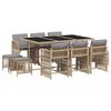 vidaXL 11 Piece Garden Dining Set with Cushions Mix Beige Poly Rattan