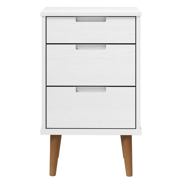 vidaXL Bedside Cabinet MOLDE White 40x35x65 cm Solid Wood Pine