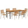 vidaXL Garden Dining Set 7 pcs Beige and Brown Poly Rattan