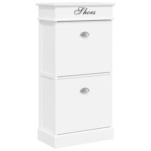 vidaXL Shoe Cabinet White 50x28x98 cm Paulownia Wood