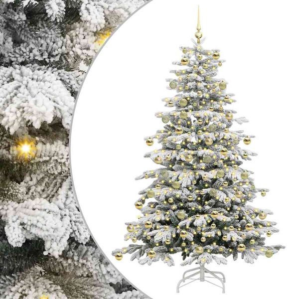 vidaXL Artificial Hinged Christmas Tree White 210 cm PE and PVC