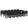vidaXL 13 Piece Garden Dining Set with Cushions Black Poly Rattan