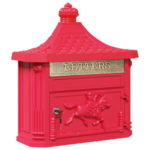 vidaXL Wall Mounted Mailbox Red 40.5 x 16 x 45 cm Cast Aluminum