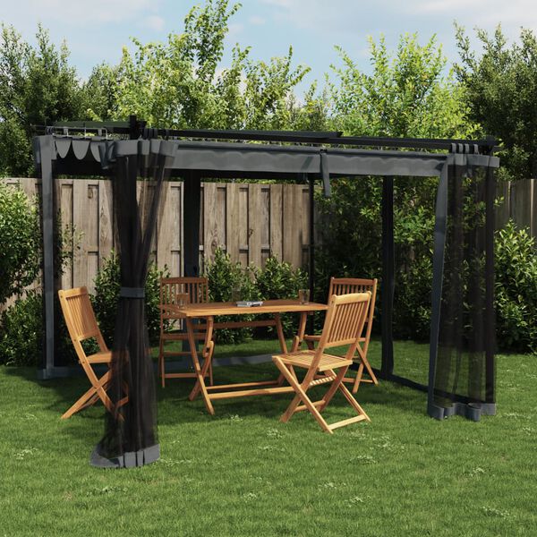 vidaXL Gazebo with Mesh Walls Anthracite 3x3 m Steel