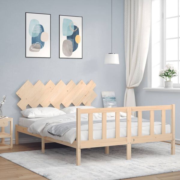 vidaXL Bed Frame without Mattress King Size Solid Wood Pine