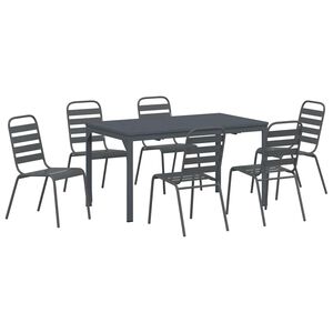 vidaXL Garden Dining Set 7 pcs Anthracite Powder-coated Steel