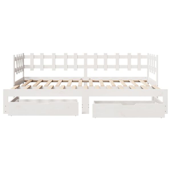 vidaXL Daybed with Trundle and Drawers without Mattress White 90x190 cm Single