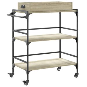 vidaXL Kitchen Trolley Sonoma Oak 81.5x41x92.5 cm Engineered Wood