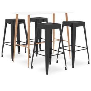 vidaXL Bar Set | White and Black | MDF and Metal | Medium | Modern | Bar Set