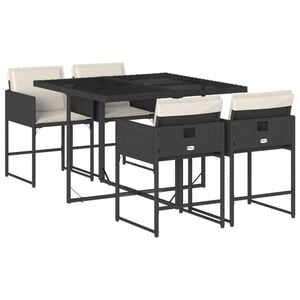 vidaXL Garden Dining Set | Black | PE rattan | 4-seater | Foldable