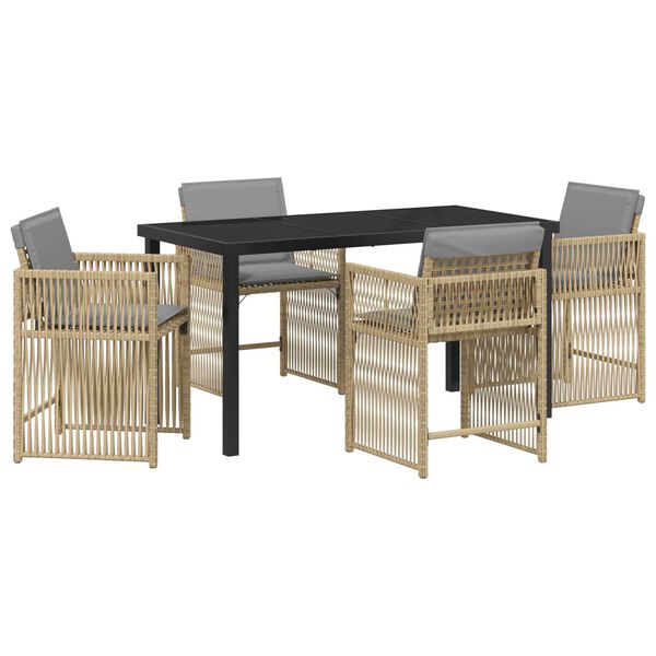vidaXL Garden Dining Set 5 pcs Beige Poly Rattan