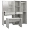 vidaXL Dressing Table Set with LED Concrete Grey Engineered Wood
