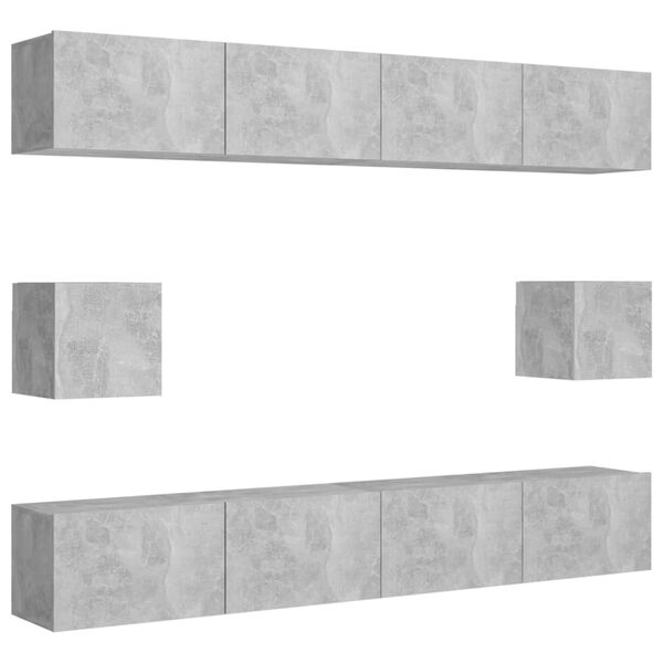 vidaXL 6 Piece TV Cabinet Set Concrete Grey Engineered Wood
