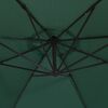 vidaXL Hanging Garden Parasol with LED Lighting 300 cm Green Metal Pole