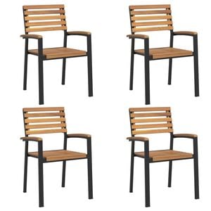 vidaXL Stackable Garden Chairs 4 pcs Solid Wood Acacia and Metal